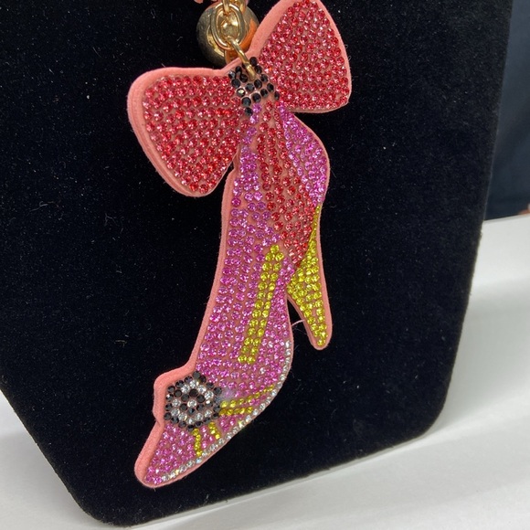 High heel pink bling bag key charm - Picture 3 of 6